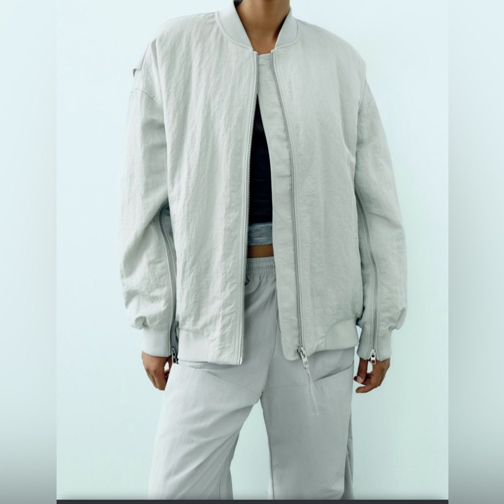 🆕ZARA OVERSIZED NYLON BOMBER Size Medium